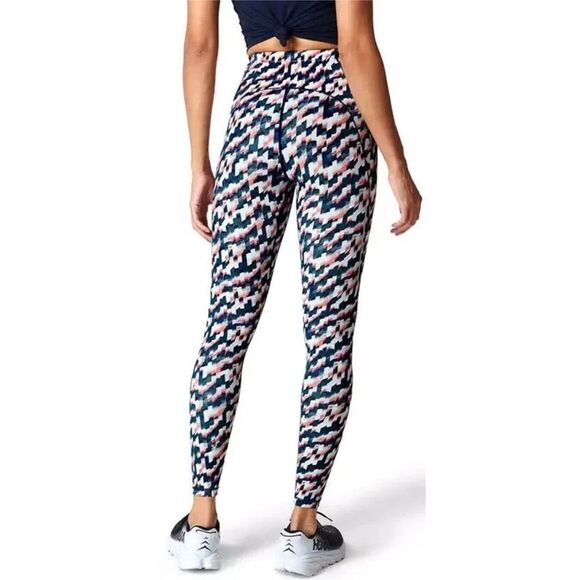 NWT Sweaty Betty 7/8 Rapid Run Leggings in Blue Spliced Mirage Print - Picture 4 of 8